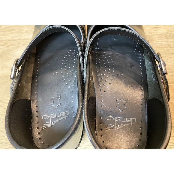 Dansko Women’s Size 40/US 9.5-10 Black Leather ‘Marcelle’ Mary Jane Comfort Clog - Picture 11 of 15